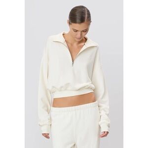 Eterne Cream V-Neck Half-Zip Pullover Sweater